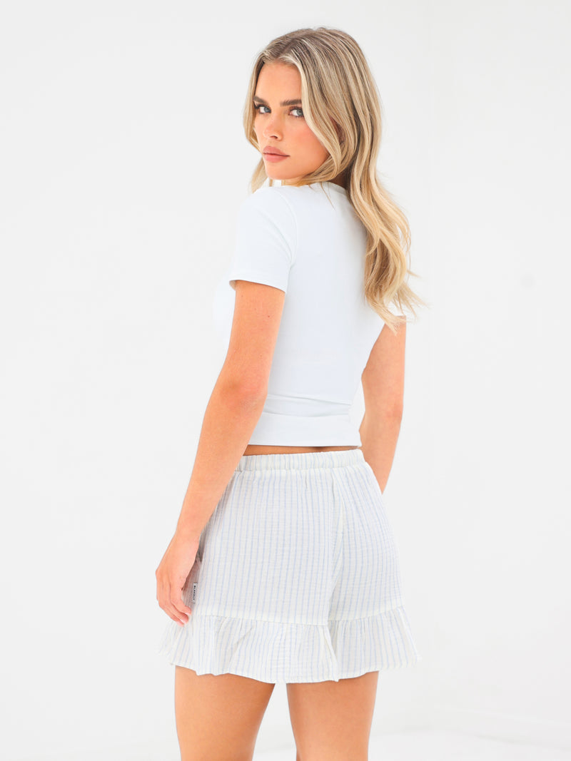 Mila Frill Shorts - Wit-blauwe streep