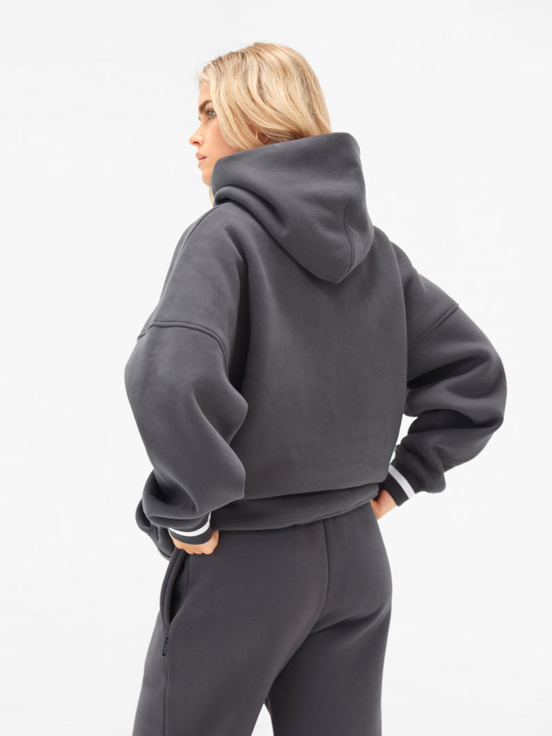 Margot Script Oversized Hoodie - Holzkohle