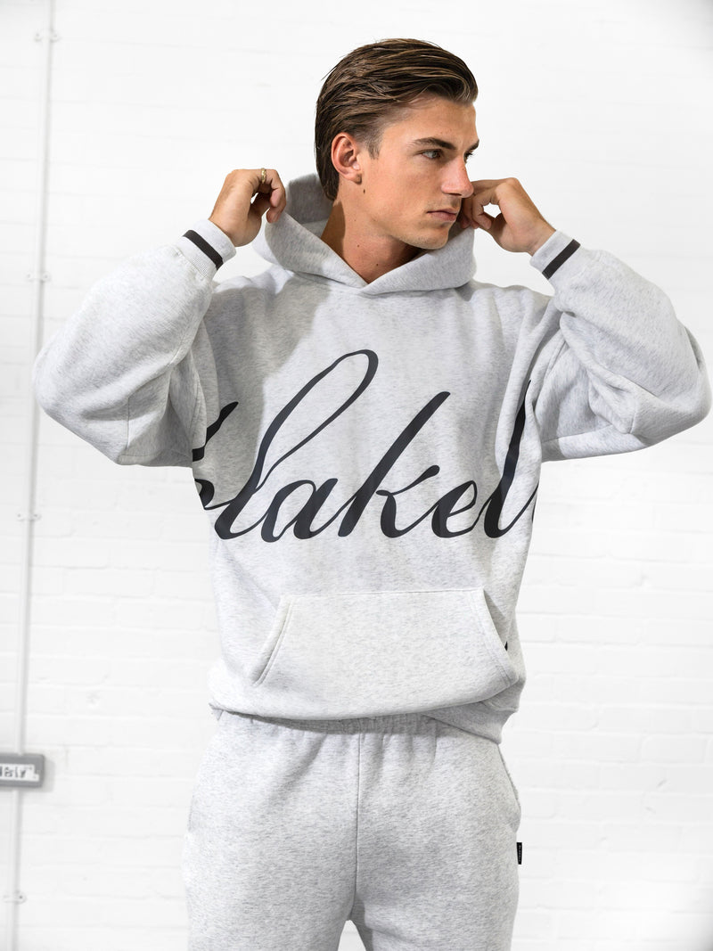 Abel Relaxed Script Hoodie - Mergelweiß