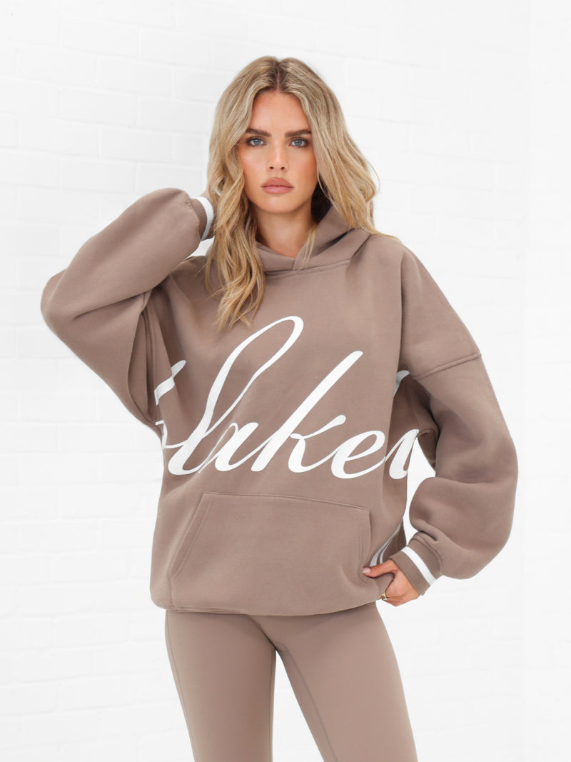 Margot Script Oversized Hoodie - Brun Doux