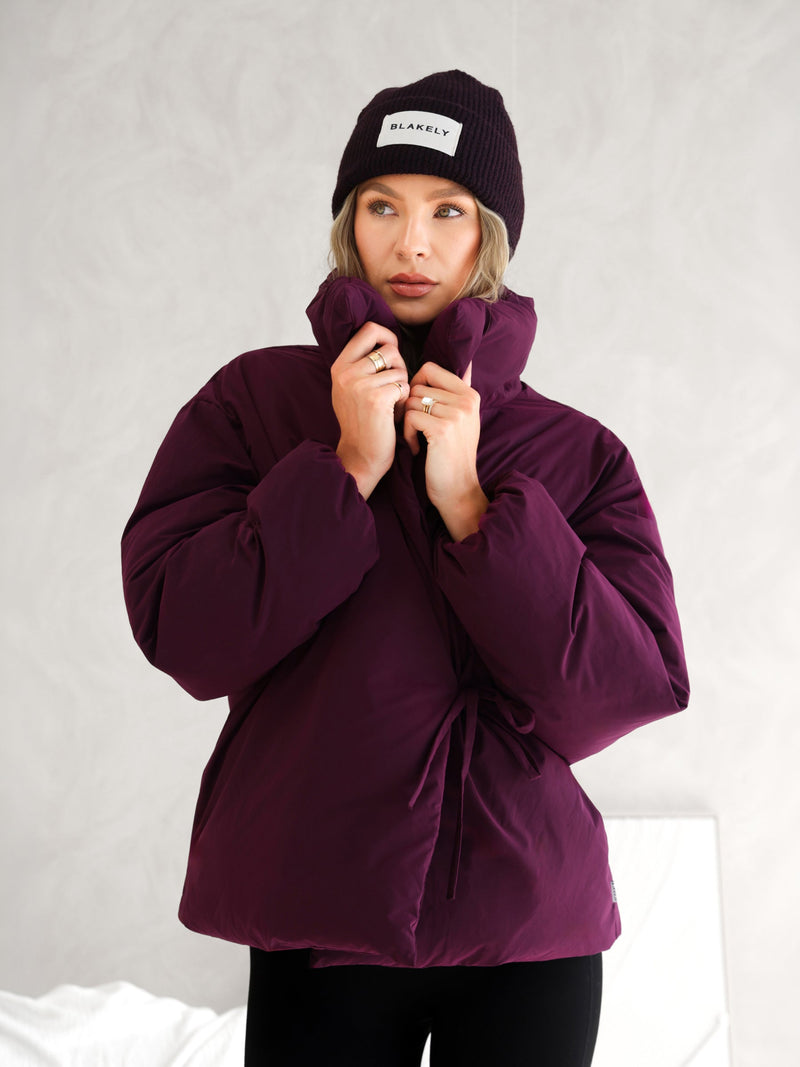Matilda Waist Tie Coat - Donkere kers