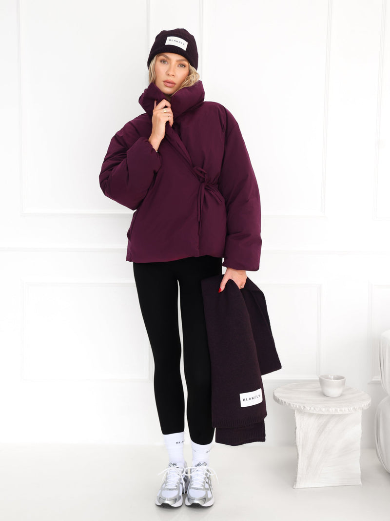 Matilda Waist Tie Coat - Donkere kers