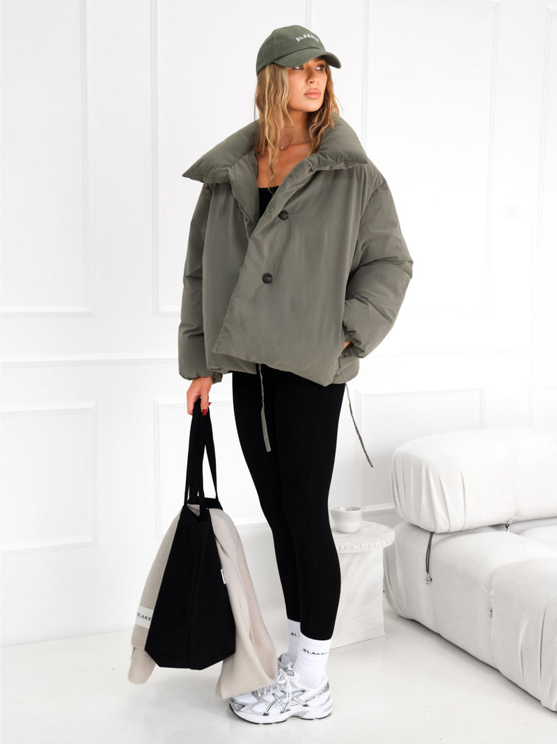 Matilda Waist Tie Coat - Safari Green