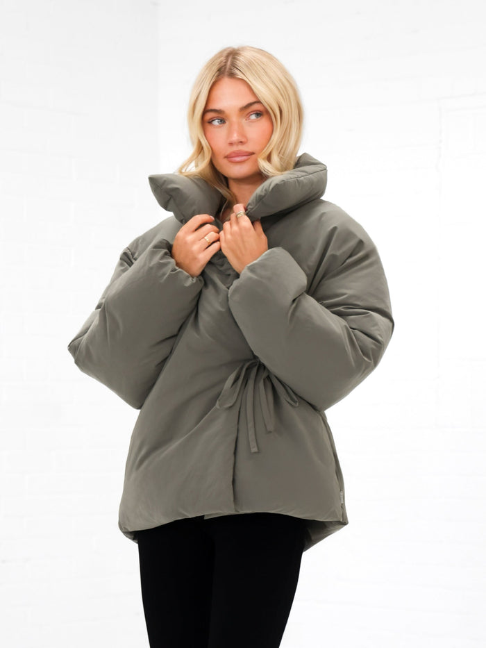 Matilda Waist Tie Coat - Safarigrün