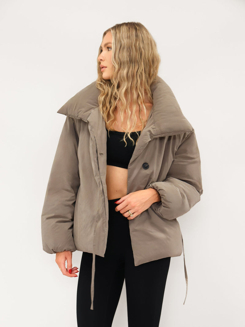 Matilda Waist Tie Coat - Soft Tan