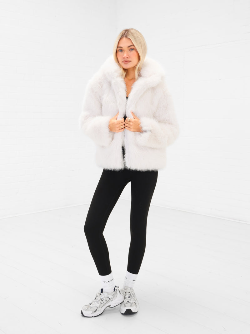 Gigi Faux Fur Hooded Coat - Cremefarben