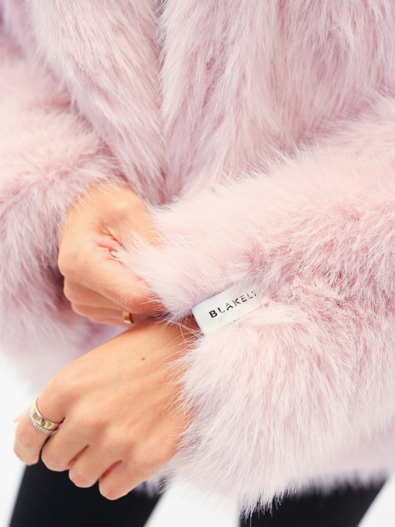 Gigi Faux Fur Hooded Coat - Rosa