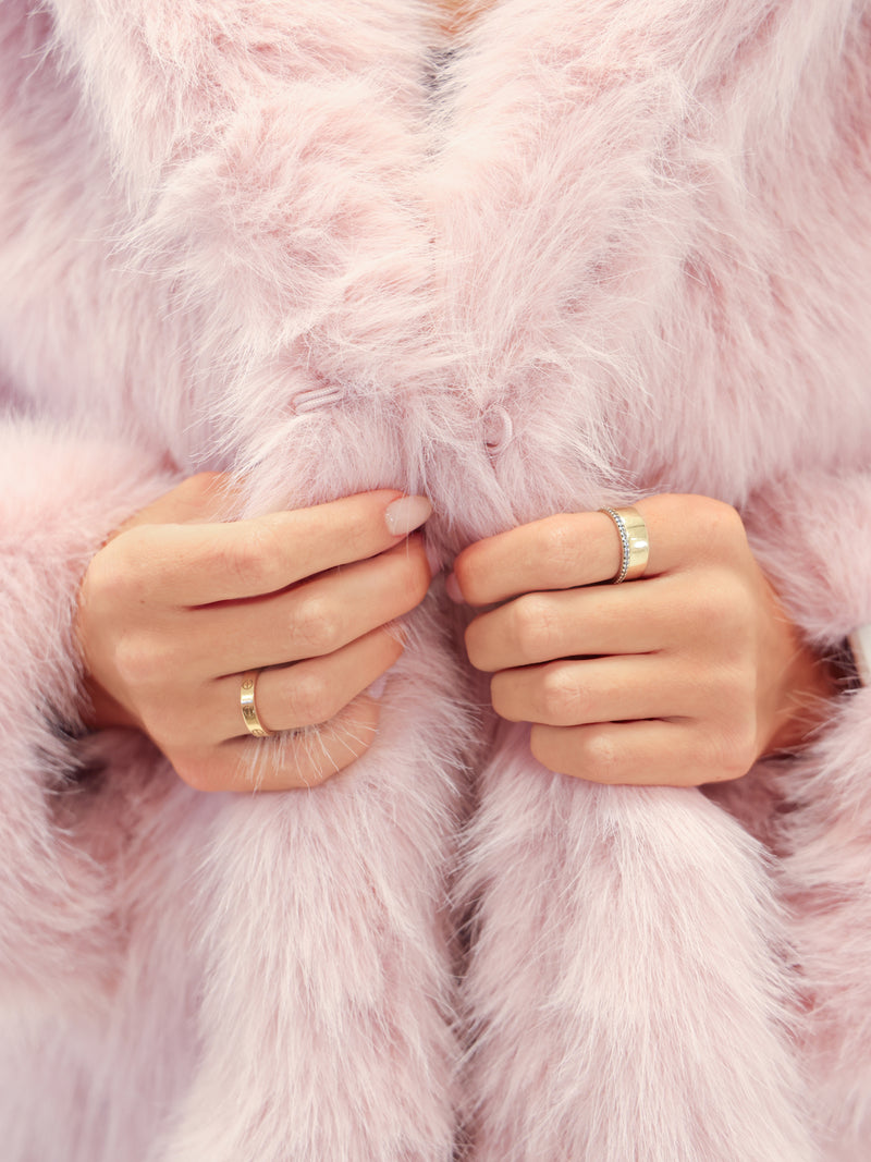 Gigi Faux Fur Hooded Coat - Rosa