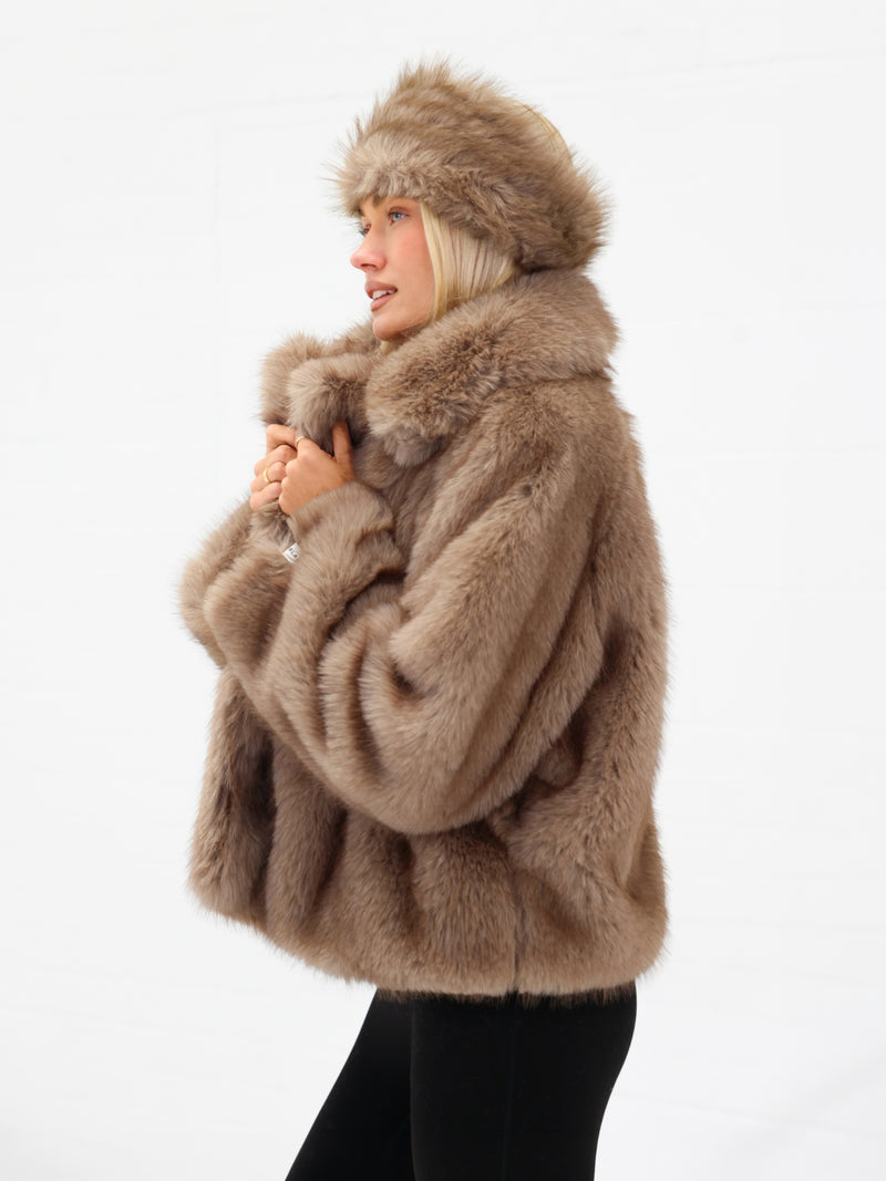 Gigi Faux Fur Collared Jacket - Marron clair