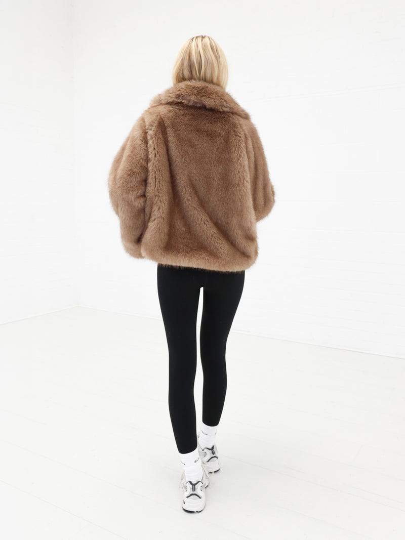 Gigi Faux Fur Collared Jacket - Marron clair