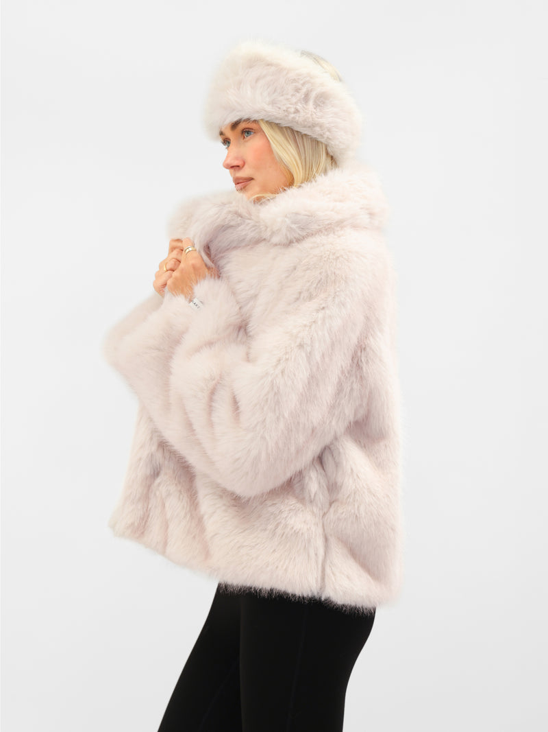 Gigi Faux Fur Collared Jacket - Ice Pink