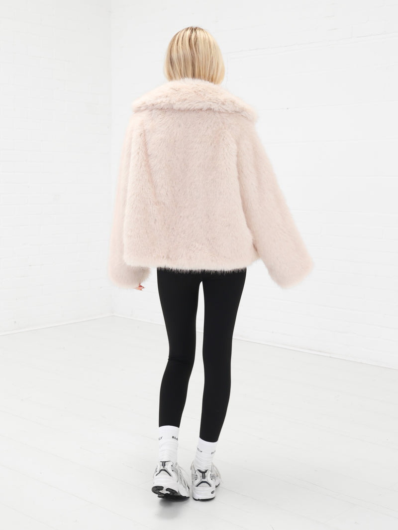 Gigi Faux Fur Collared Jacket - Ice Pink