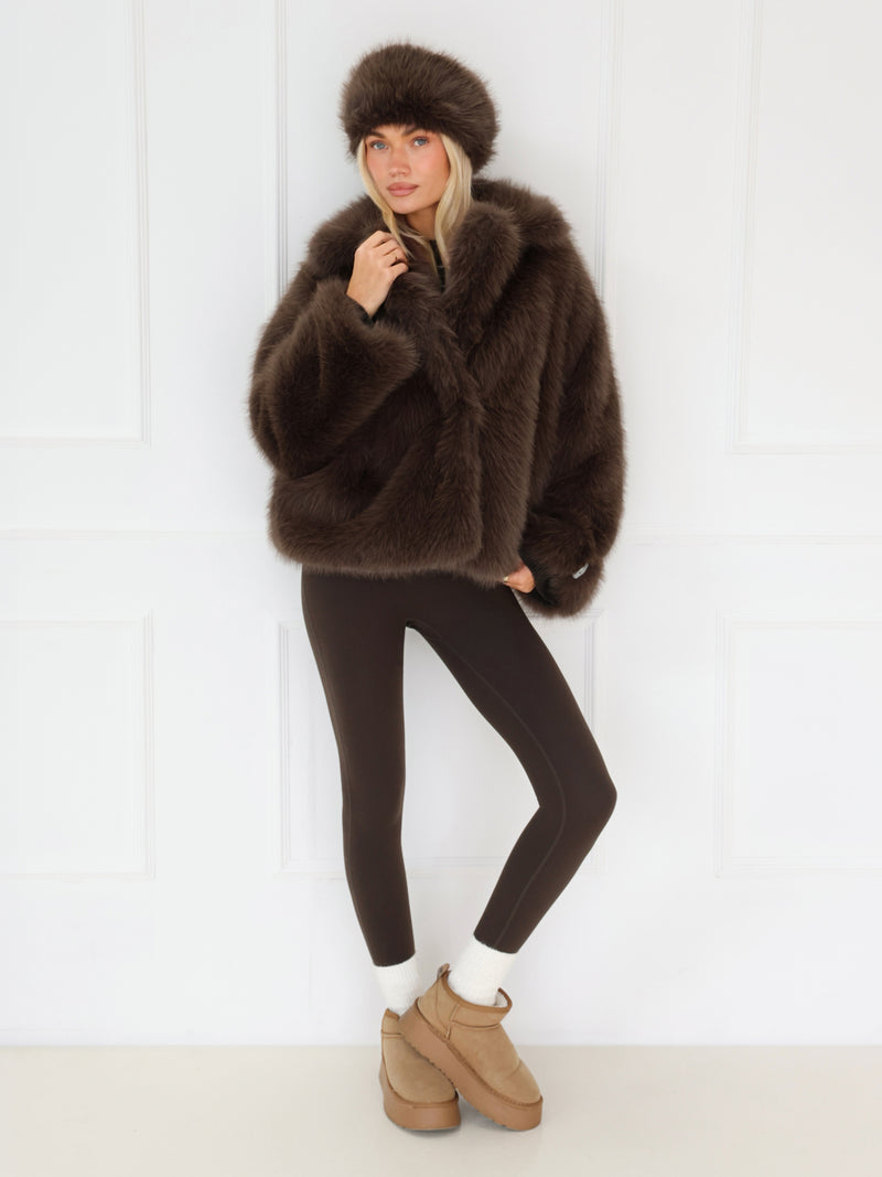 Gigi Faux Fur Collared Jacket - Dunkelbraun