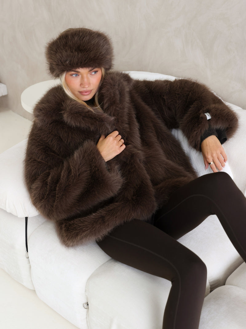 Gigi Faux Fur Collared Jacket - Dunkelbraun