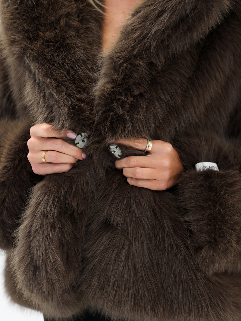 Gigi Faux Fur Collared Jacket - Dunkelbraun