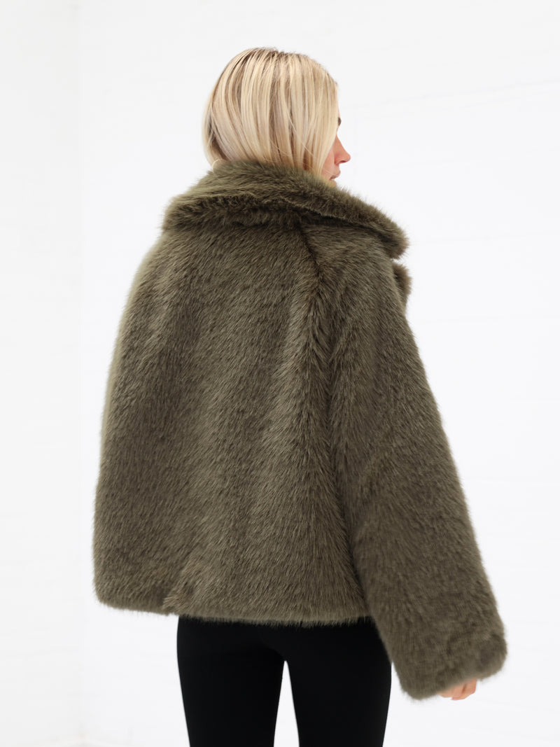 Gigi Faux Fur Collared Jacket - Verte