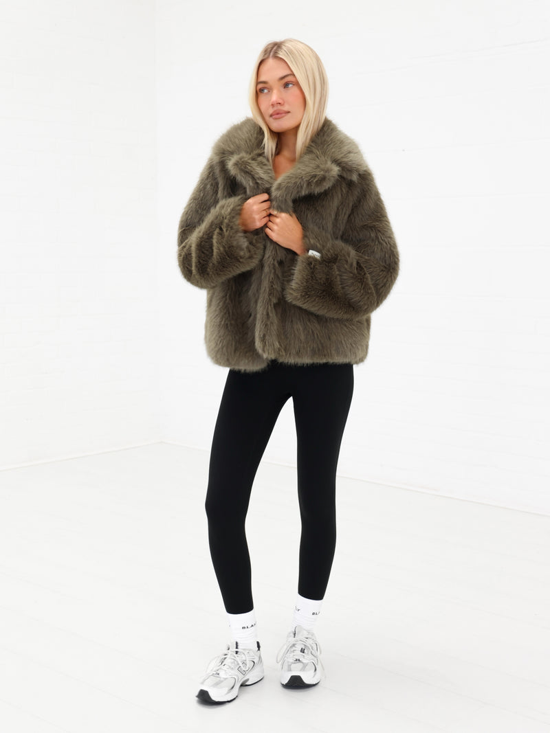 Gigi Faux Fur Collared Jacket - Verte