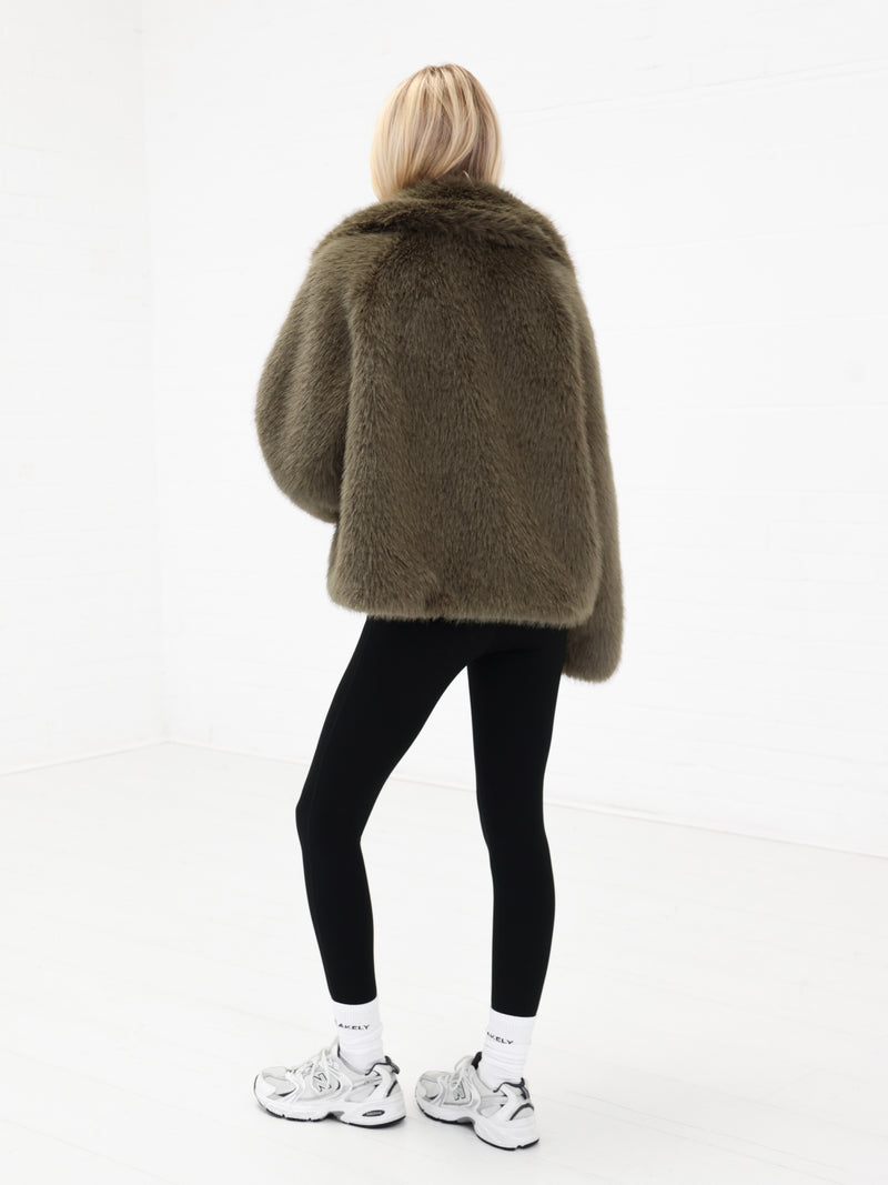 Gigi Faux Fur Collared Jacket - Verte
