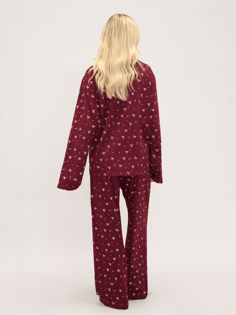 Bella Bow Pyjama Shirt - Rouge