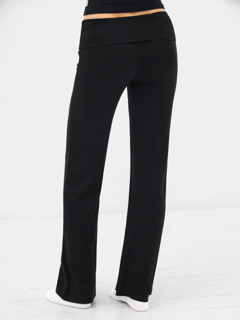 Melody Soft Knitted Fold Over Trousers - Schwarz