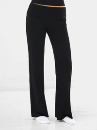 Melody Soft Knitted Fold Over Trousers - Black