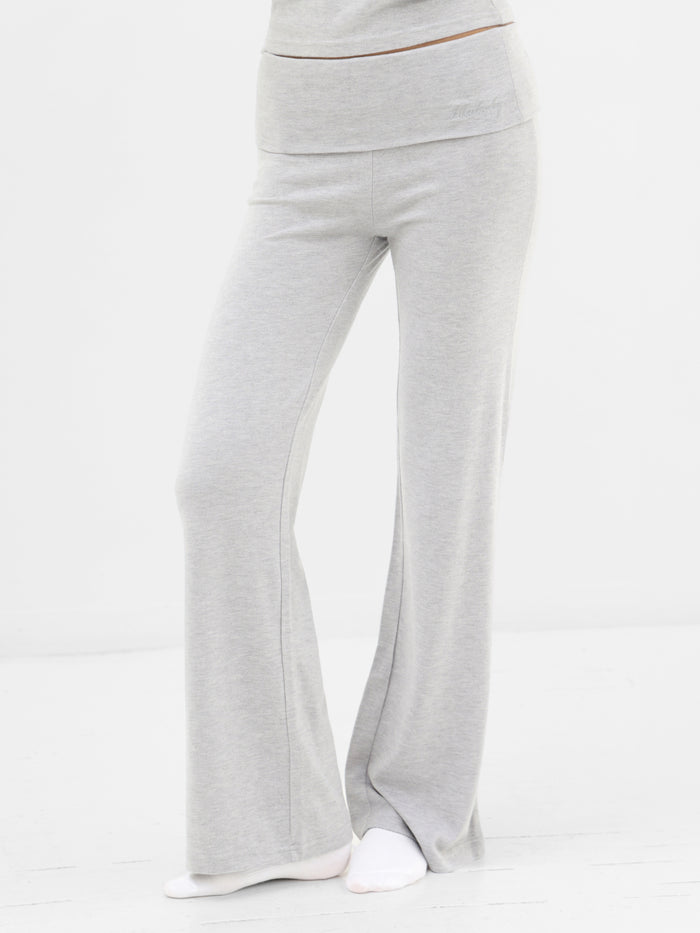 Melody Soft Knitted Fold Over Trousers - Mergelgrau