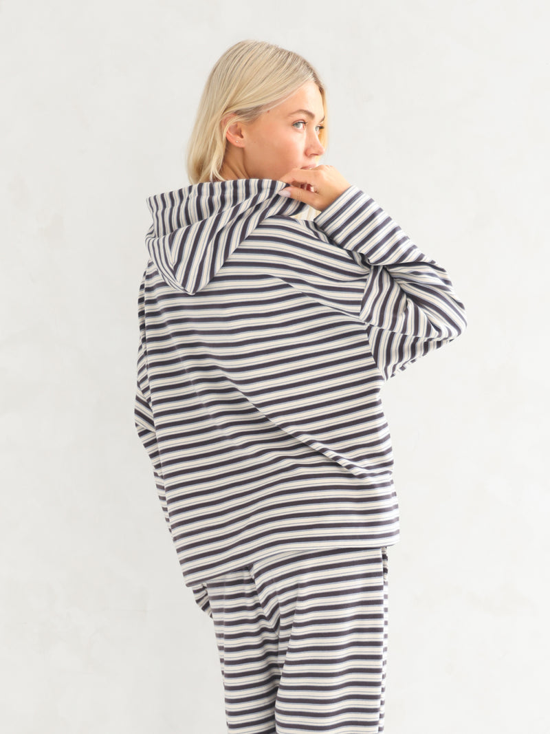 Sadie Stripe Hoodie - Anthrazitfarbener Streifen
