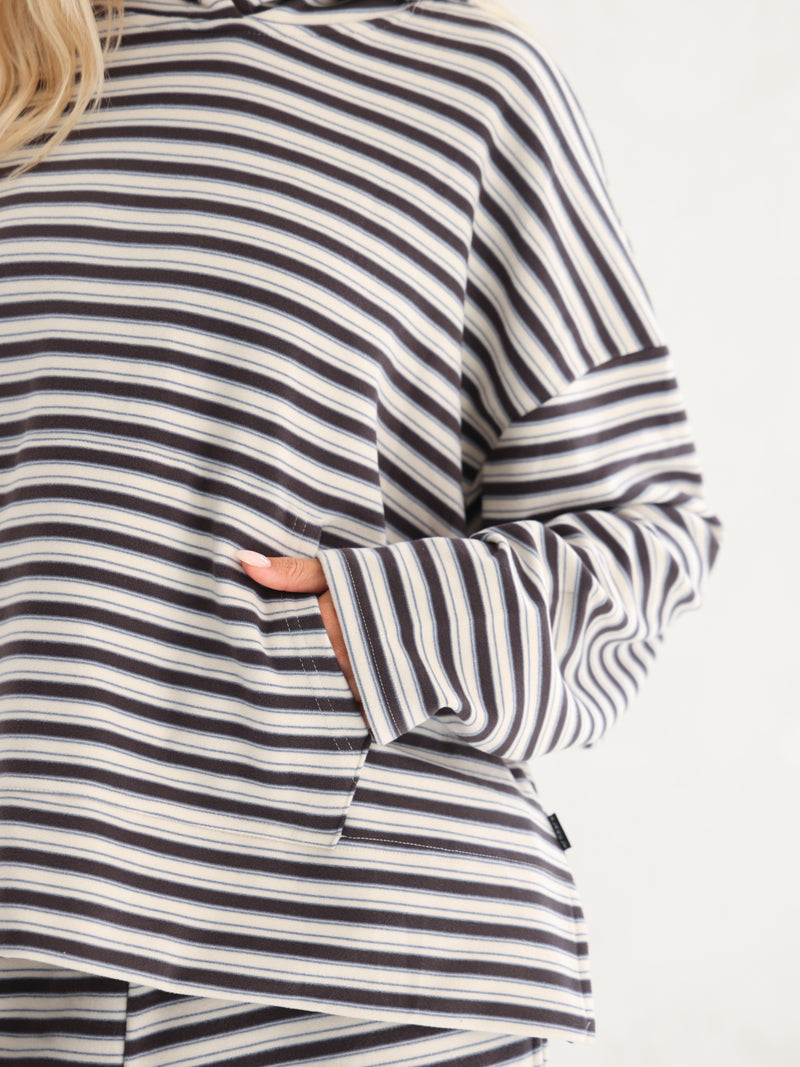 Sadie Stripe Hoodie - Anthrazitfarbener Streifen