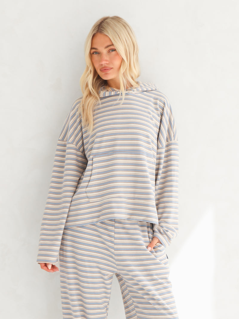 Sadie Stripe Hoodie - Rayures Bleu Layette