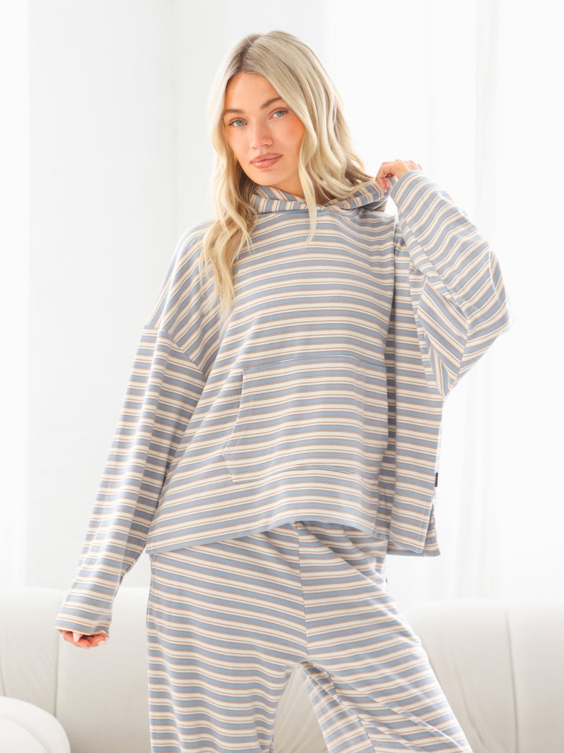 Sadie Stripe Hoodie - Rayures Bleu Layette