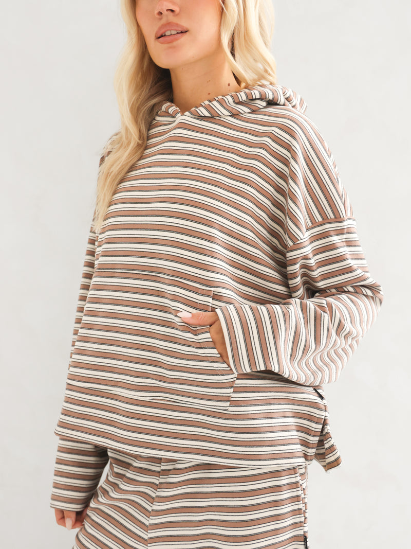 Sadie Stripe Hoodie - Tan Stripe