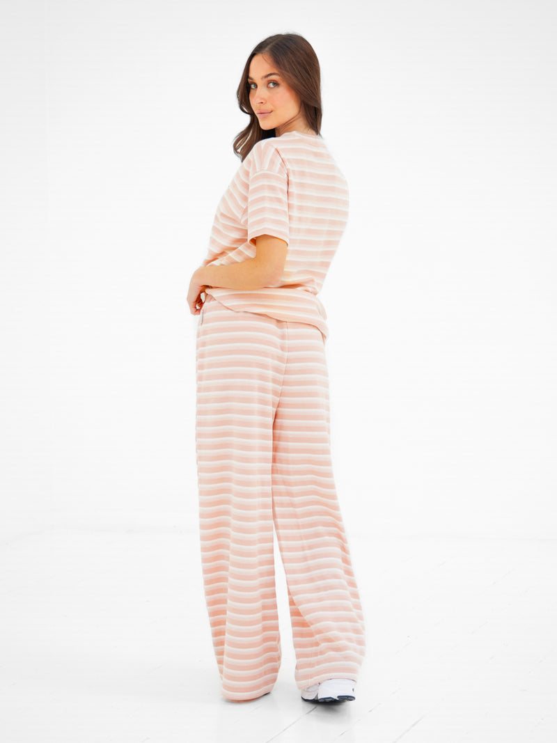 Soft Stripe Waffle T-Shirt - Bruine streep