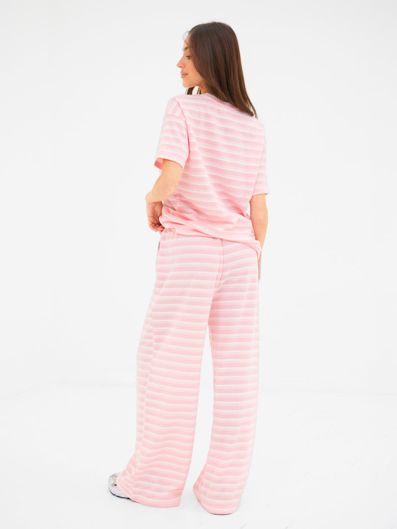 Soft Stripe Waffle T-Shirt - Roze Streep