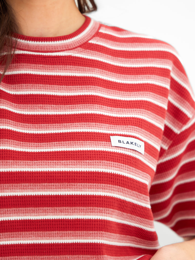 Soft Stripe Waffle T-Shirt - Rode Streep