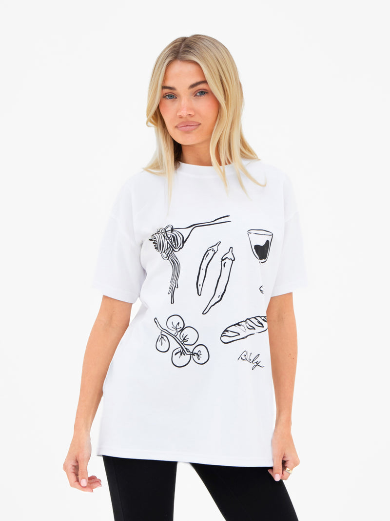 Tessa Oversized T-Shirt - White & Black