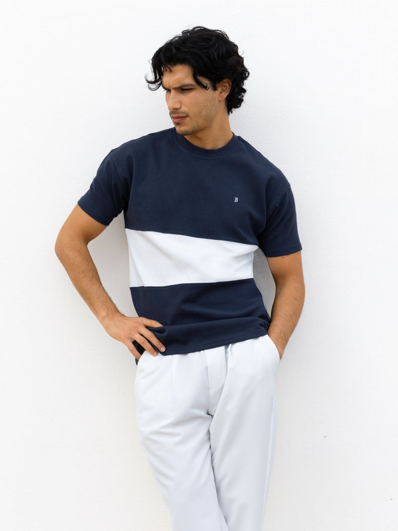 Evan Relaxed T-Shirt - True Navy & White