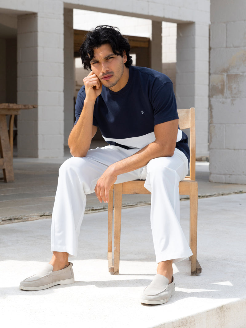 Evan Relaxed T-Shirt - True Navy & White
