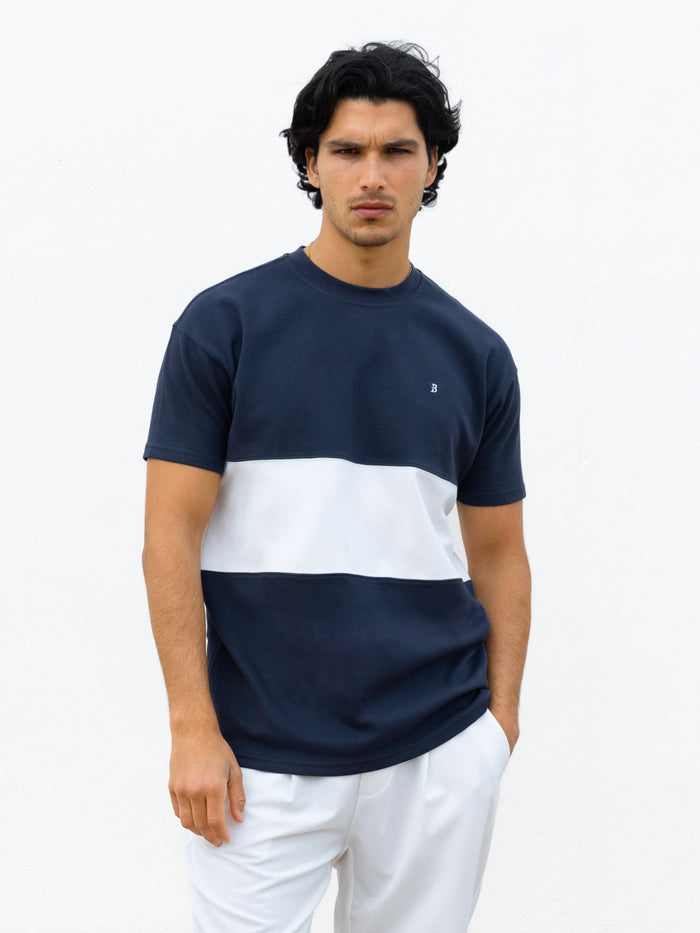 Evan Relaxed T-Shirt - Echtes Marineblau und Weiß