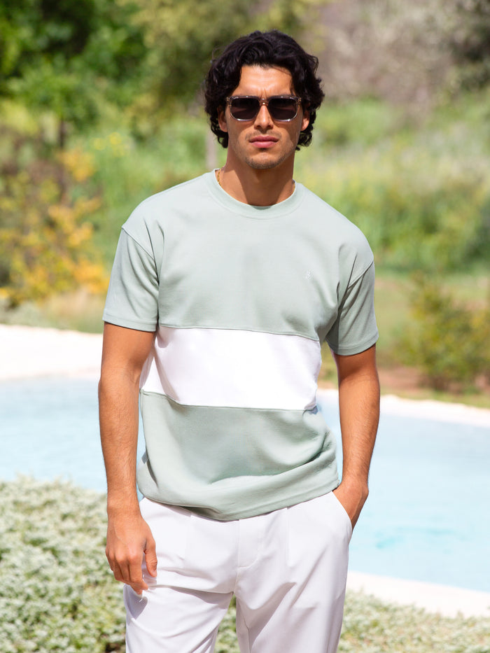 Evan Relaxed T-Shirt - Salbei & Weiß
