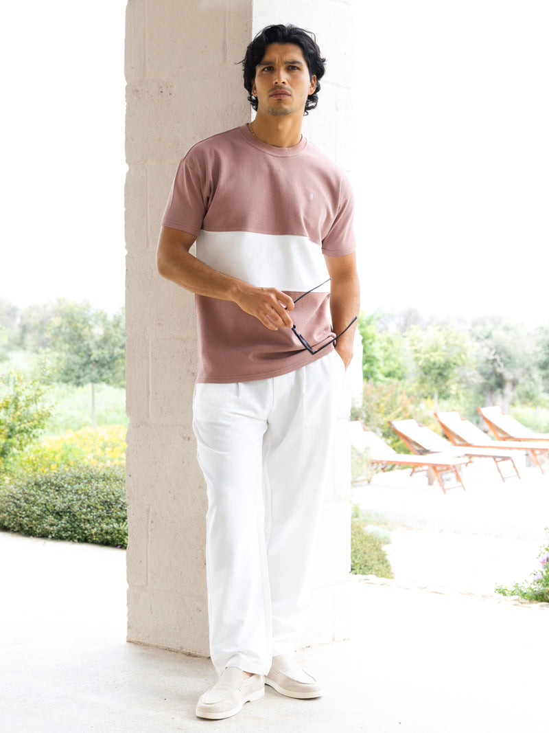 Evan Relaxed T-Shirt - Clay & White
