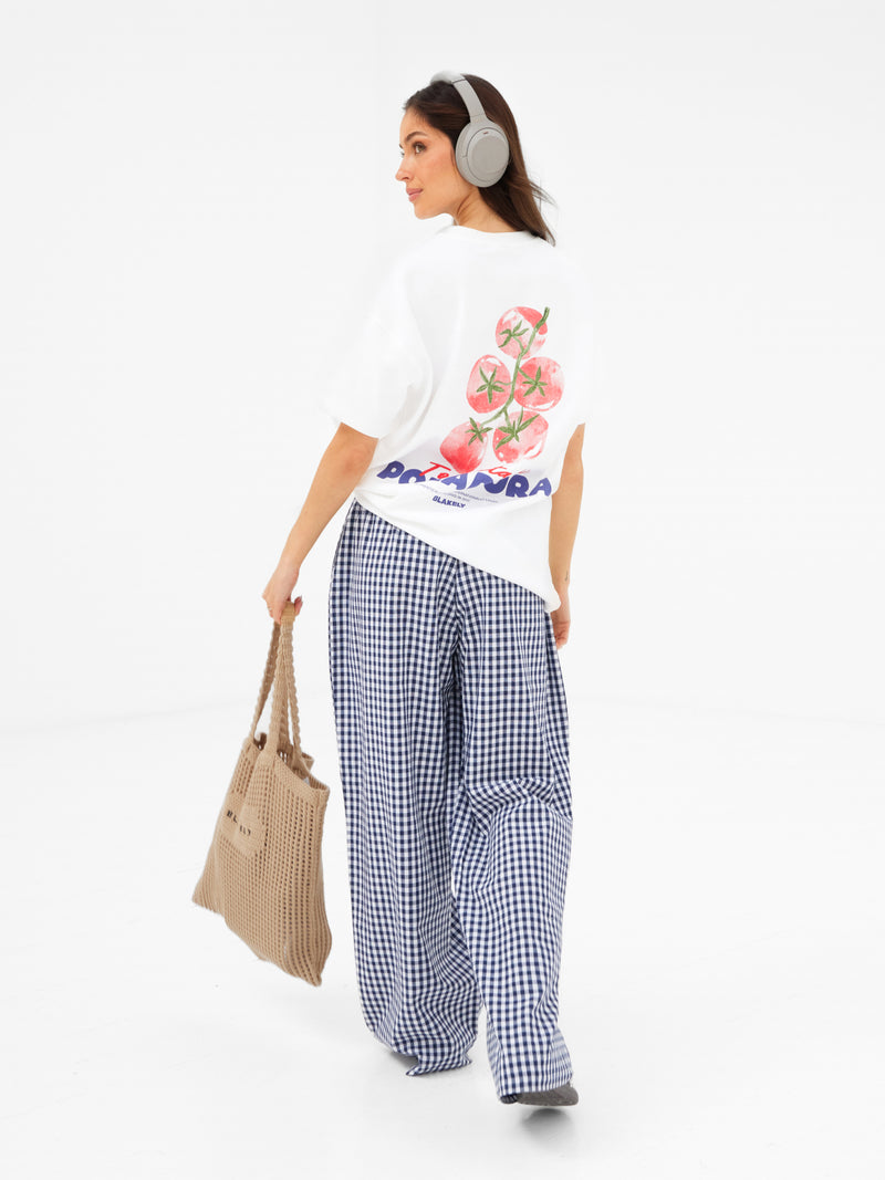 Tia Tomato Oversized T-Shirt - Wit