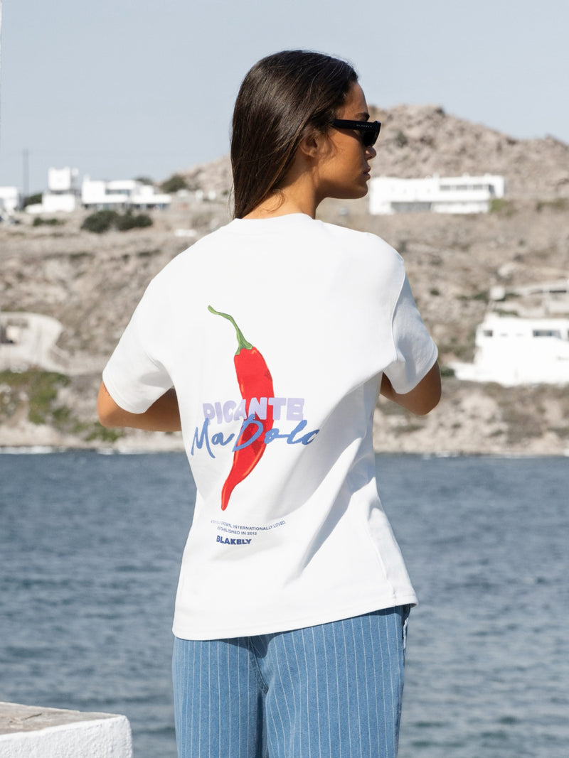Cassie Chilli Oversized T-Shirt - Weiß