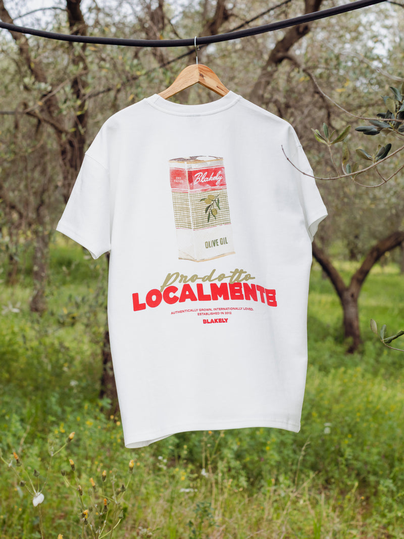 Olive Oil Print Relaxed T-Shirt - Weiß