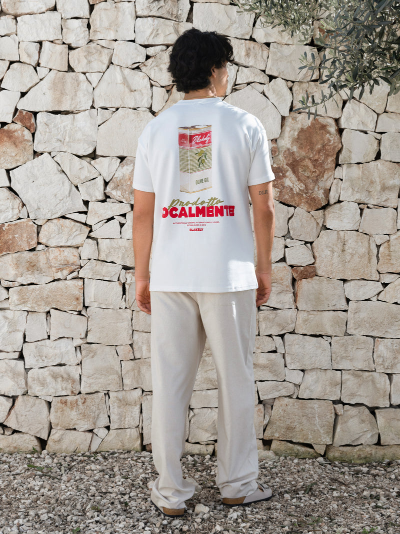 Olive Oil Print Relaxed T-Shirt - Weiß