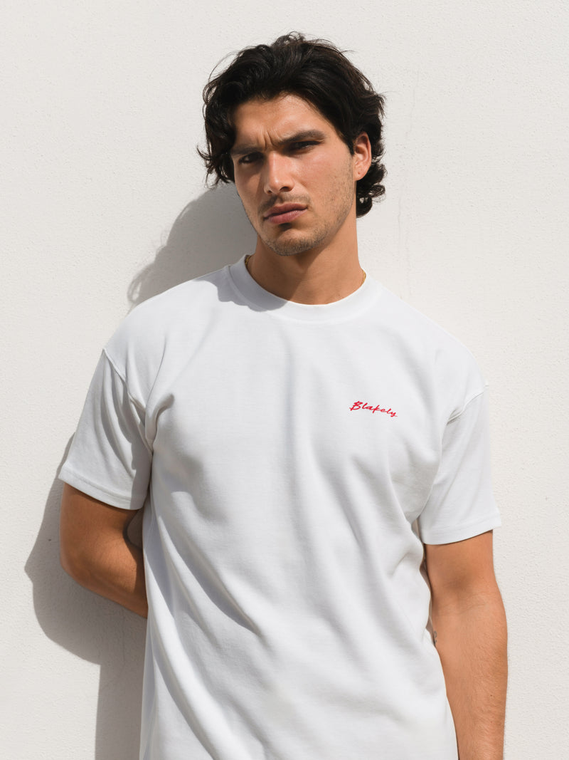 Olive Oil Print Relaxed T-Shirt - Weiß