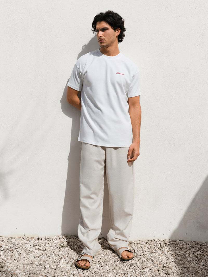 Olive Oil Print Relaxed T-Shirt - Weiß