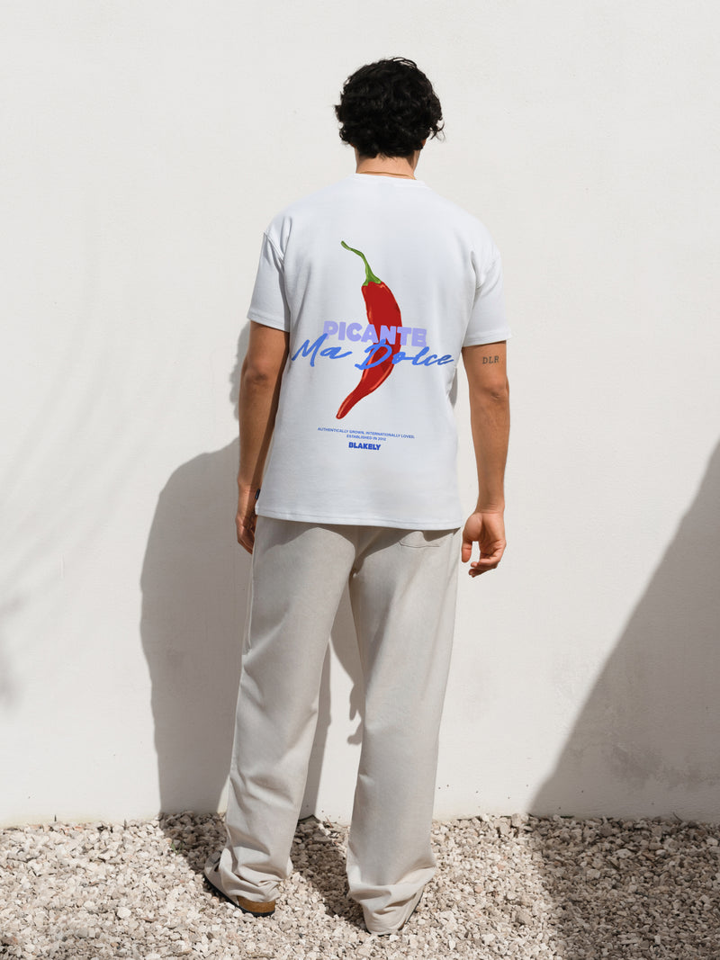 Chilli Print Relaxed T-Shirt - Weiß