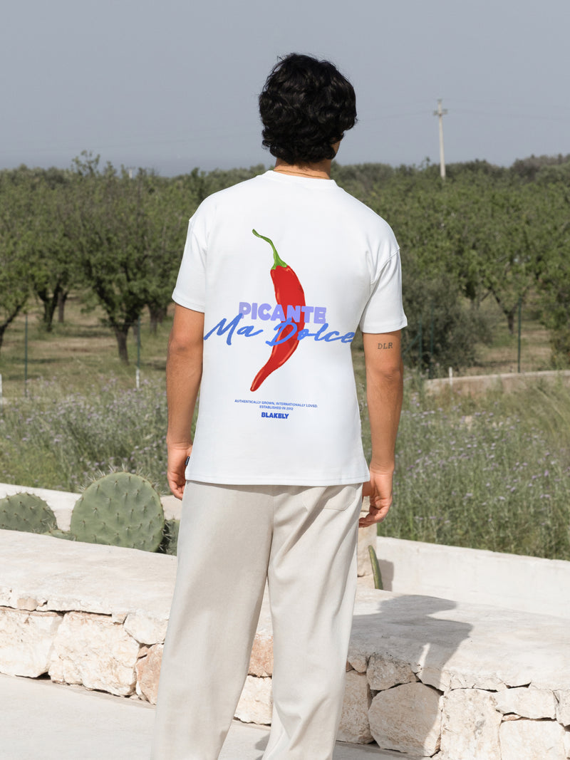 Chilli Print Relaxed T-Shirt - Weiß