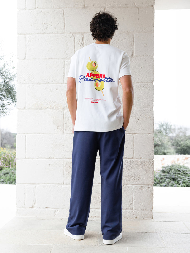 Olive Print Relaxed T-Shirt - Wit