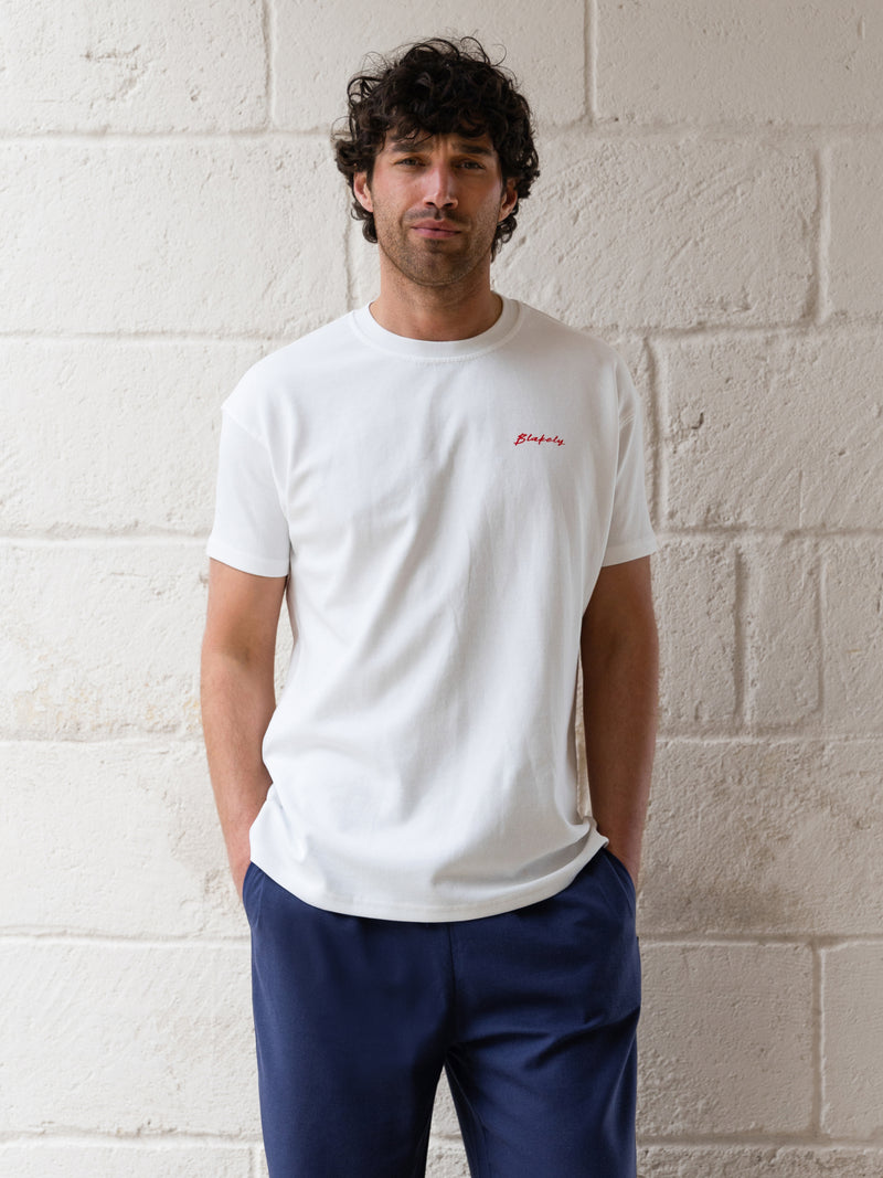 Olive Print Relaxed T-Shirt - Wit